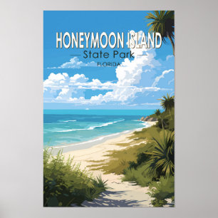 Honeymoon Island Staat Park Florida Reisen Vintag Poster
