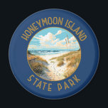 Honeymoon Island Staat Park Retro Not leidend Magnet<br><div class="desc">Honeymoon Island Staat Park Vektorgrafik Design. Teil einer Reihe von Barriereinseln,  die im Golf von Mexiko vor der Westküste von Florida sprudeln.</div>