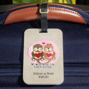 Honeymoon Otters Niedlich Hearts Couple Gepäckanhänger