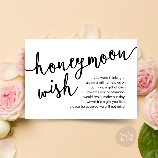 Honeymoon Wish Cash Fund, eine Anmerkung zu Gesche Begleitkarte (Honeymoon Fund Wish Cash, A note on gifts, Modern Rustic Modern Rustic Wedding Card Black White)