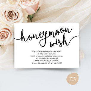 Honeymoon Wish Fund Cash, Moderne rustikale Hochze Begleitkarte
