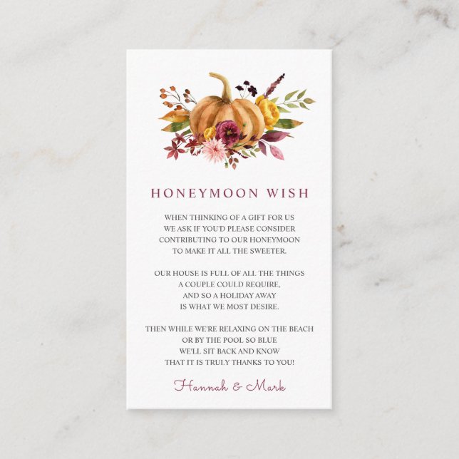 Honeymoon Wish Fund Enclosure Card Begleitkarte (Vorderseite)