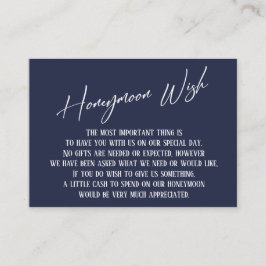 Honeymoon Wish Modern Handwriting Navy Blue Begleitkarte