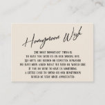 Honeymoon Wish Modern Handwriting Simple Cream Begleitkarte<br><div class="desc">Diese einfachen, unverwechselbaren Karteneinsätze wurden so konzipiert, dass sie anderen Elementen in einer wachsenden Veranstaltungspalette entsprechen, die über einen modernen lässigen Schriftart mit einem schlichten Hintergrund verfügt, in dem Sie alle gewünschten Farben einstellen können. Auf der Vorderseite lesen Sie "Honeymoon Wish" in der vorgestellten Schrift. auf der Rückseite habe ich...</div>