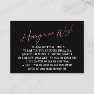 Honeymoon Wish Modern Rose Gold Handwriting Begleitkarte