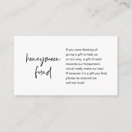 Honeymoon Wish or Fund, Modern Script Enclosure Ca Begleitkarte