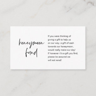Honeymoon Wish or Fund, Modern Script Enclosure Ca Begleitkarte