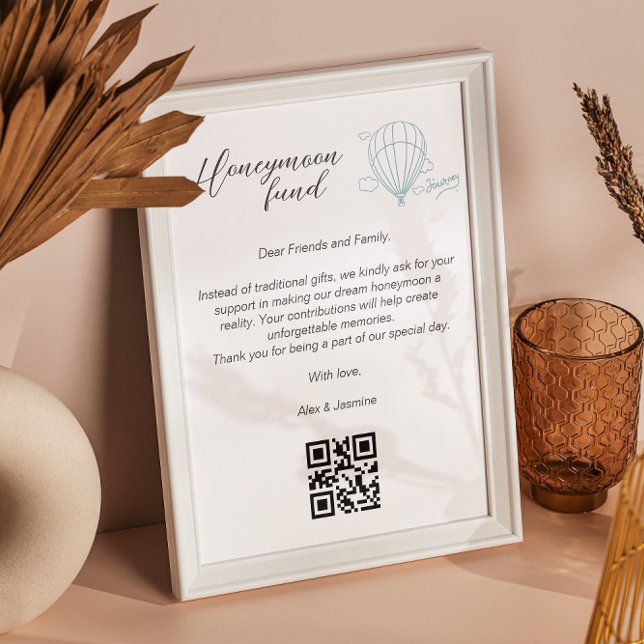 Honeymoon Wish Qr Code Reisefonds Anforderung Gesc Poster (Honeymoon Wish Qr Code Travel Fund Request Gift Poster)