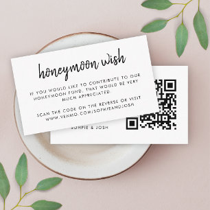 Honeymoon Wish   QR Code Wedding Registry White Begleitkarte