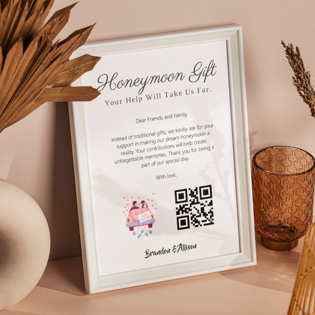 Honeymoon Wish Travel Fund Anforderung Geschenk Qr Poster (Honeymoon Wish Travel Fund Request Gift Qr Code Poster)