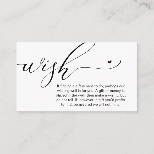Honeymoon Wish Wishing Well, Fund, A Note On Gifts Begleitkarte (Vorderseite)