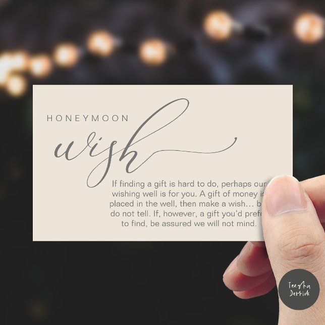 Honeymoon Wish Wishing Well, Fund, A Note On Gifts Begleitkarte (Honeymoon Fund Wishing Well, Wish, A Note On Gifts Enclosure Card in Cream Grey)