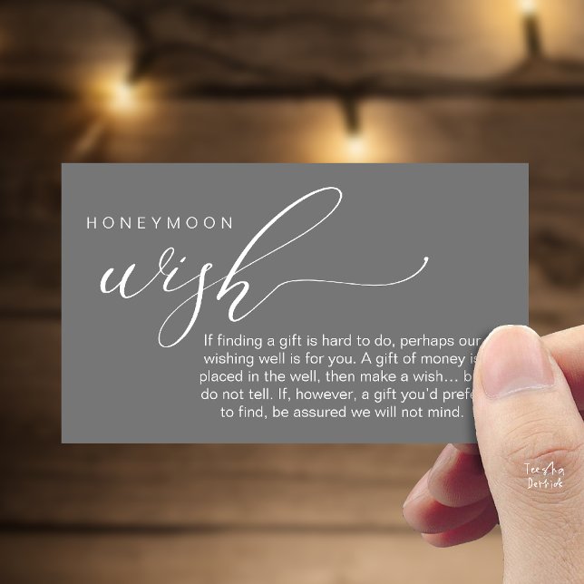 Honeymoon Wish Wishing Well, Fund, A Note On Gifts Begleitkarte (Honeymoon Fund Wishing Well, Wish, A Note On Gifts Enclosure Card in Dark Grey)