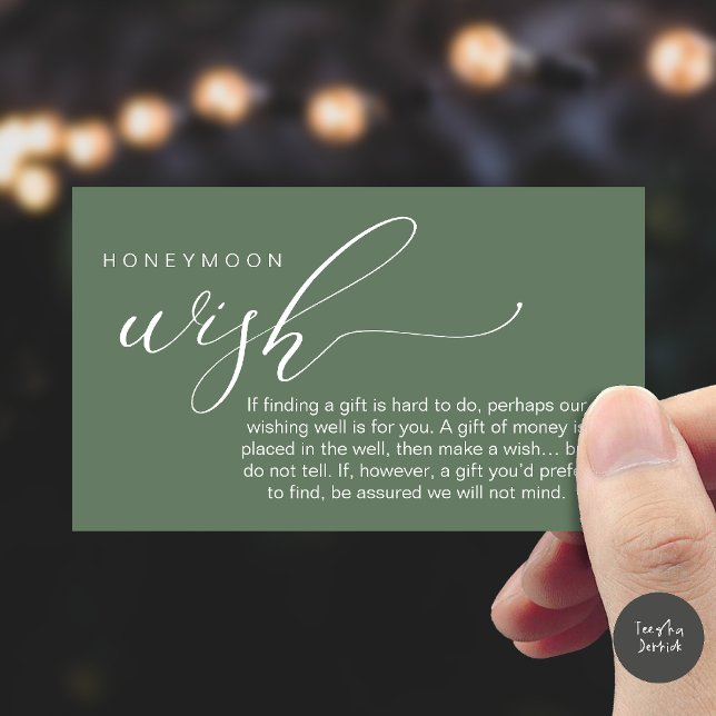 Honeymoon Wish Wishing Well, Fund, A Note On Gifts Begleitkarte (Honeymoon Fund Wishing Well, Wish, A Note On Gifts Enclosure Card in Sage Green)