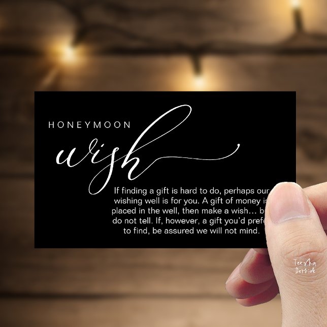 Honeymoon Wish Wishing Well, Fund, A Note On Gifts Begleitkarte (Honeymoon Fund Wishing Well, Wish, A Note On Gifts Enclosure Card in White Black)