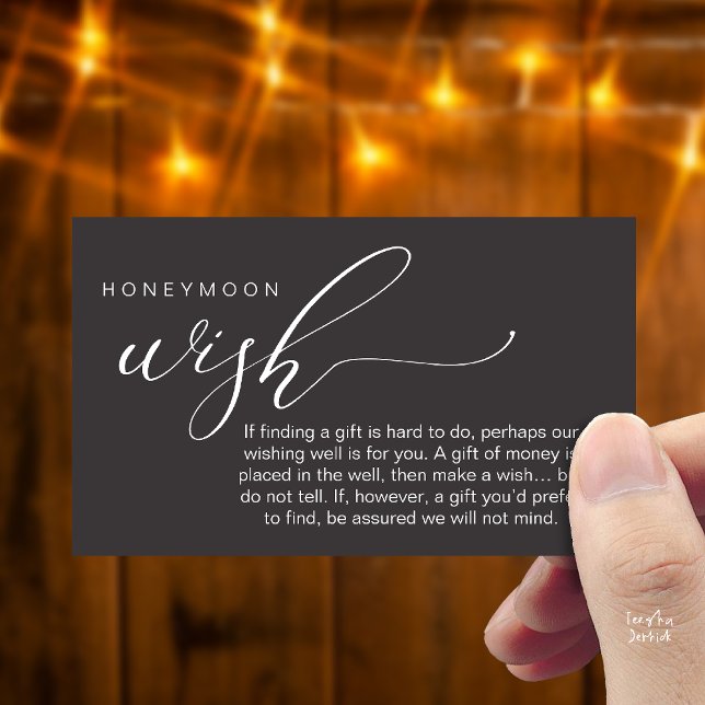Honeymoon Wish Wishing Well, Fund, A Note On Gifts Begleitkarte (Honeymoon Fund Wishing Well, Wish, A Note On Gifts Enclosure Card in Charcoal Grey)