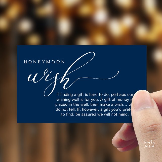 Honeymoon Wish Wishing Well, Fund, A Note On Gifts Begleitkarte (Honeymoon Fund Wishing Well, Wish, A Note On Gifts Enclosure Card in Navy Blue)