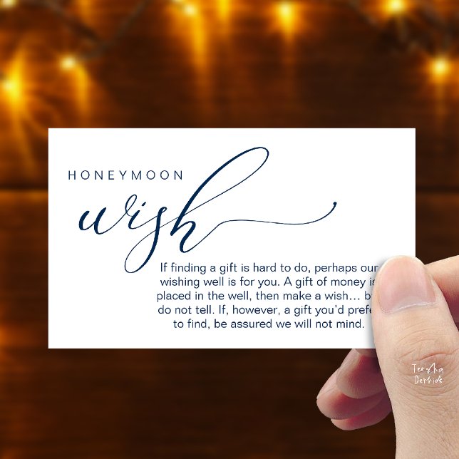 Honeymoon Wish Wishing Well, Fund, A Note On Gifts Begleitkarte (Honeymoon Fund Wishing Well, Wish, A Note On Gifts Enclosure Card in Navy Blue)