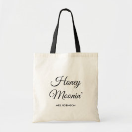 Honeymoonin New Black Modern Script Monogram Tragetasche
