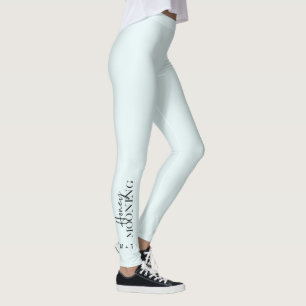 Honeymooning Script Blue mit Monogrammen und Herz Leggings