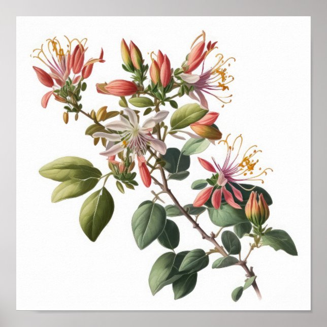 Honeysuckle Blume Art Print Poster (Vorne)