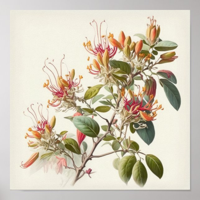 Honeysuckle Blume Art Print Poster (Vorne)