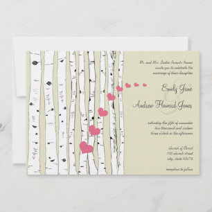 Honeysuckle Hearts Birch Tree Einladungen Hochzeit