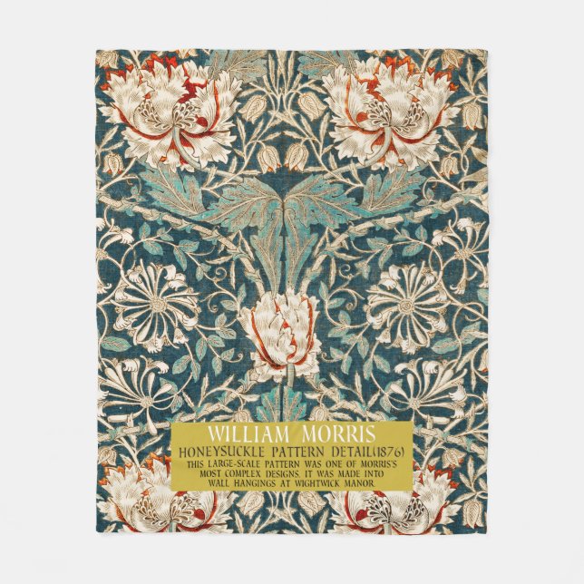 Honeysuckle Pattern - Design von William Morris Fleecedecke (Vorderseite)