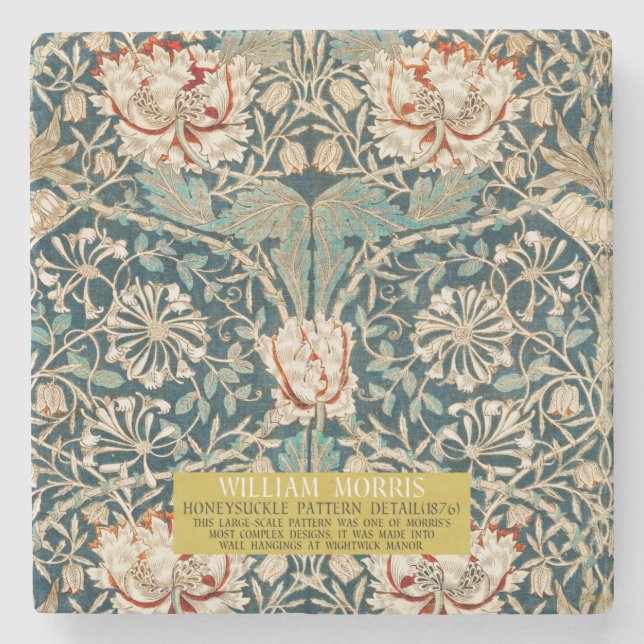 Honeysuckle Pattern - Design von William Morris Steinuntersetzer (Vorderseite)