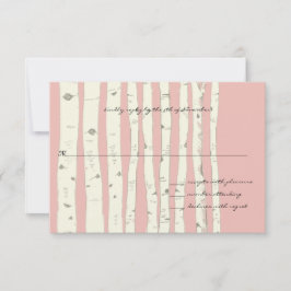 Honeysuckle Pink Birch Tree Wedding Response Card RSVP Karte