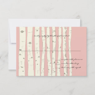 Honeysuckle Pink Birch Tree Wedding Response Card RSVP Karte