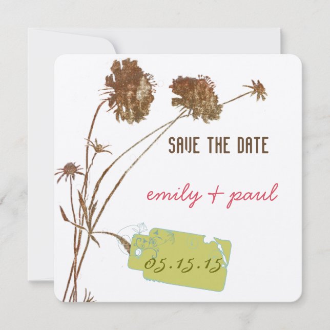 Honeysuckle Pink Blume Botanisch Save the Date (Vorderseite)