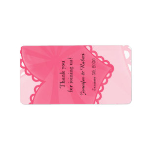 Honeysuckle Pink Fun Heart Lip Balm Label Adressaufkleber