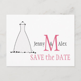 Honeysuckle Pink Save the Date Cards Wedress Dress Ankündigungspostkarte