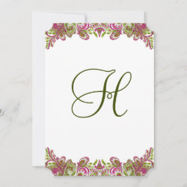 Honeysuckle Pink und Apple Green Paisley Wedding Einladung