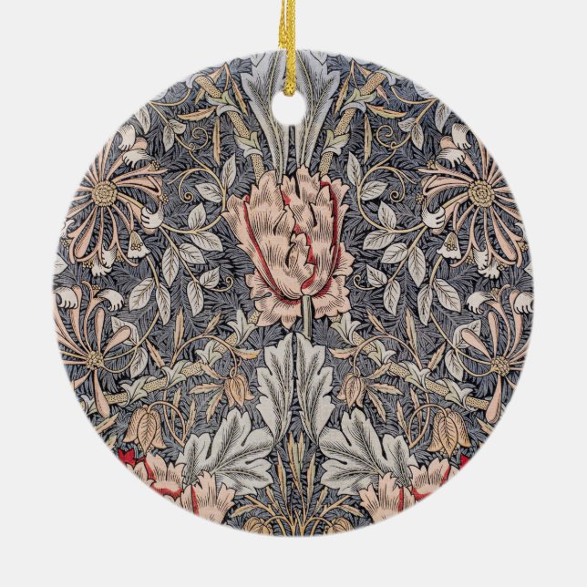 Honeysuckle Print (von William Morris) Keramik Ornament (Hinten)