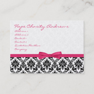 Honeysuckle Ribbon Black Damask Floral - Visitenkarte