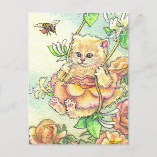Honeysuckle Rose Niedlich Kitten Postkarte