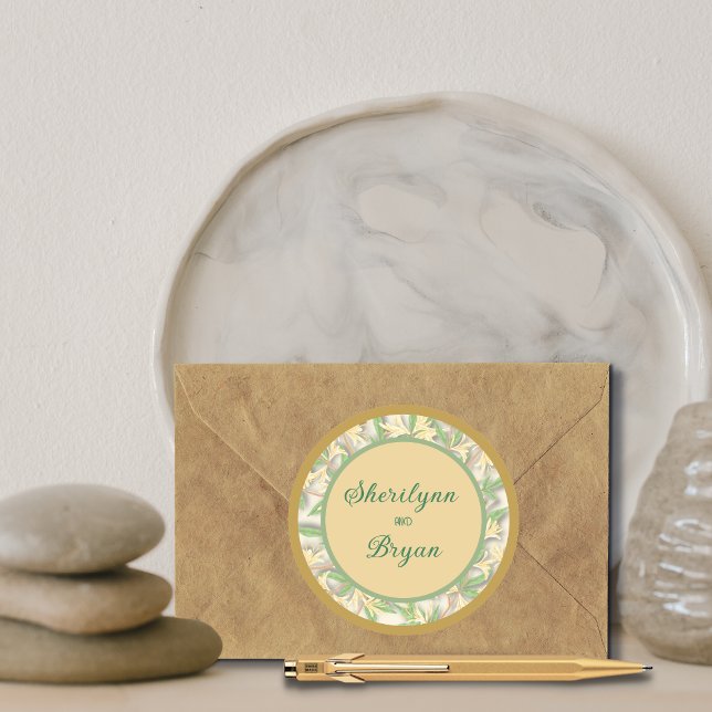 Honeysuckle Round Wedding Sticker (Von Creator hochgeladen)