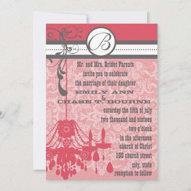 Honeysuckle Vintag Chandelier Einladung (Rückseite)