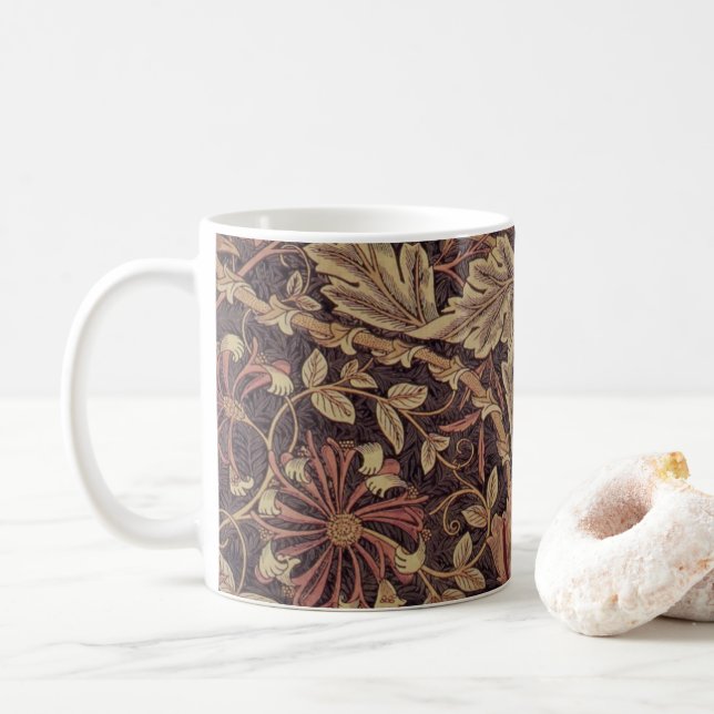Honeysuckle von William Morris, Garden Blume Art Kaffeetasse (Mit Donut)