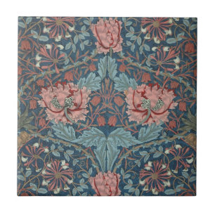 Honeysuckle von William Morris, Vintage Blume Art Fliese