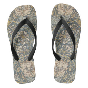 Honeysuckle von William Morris, Vintage Blume Art Flip Flops