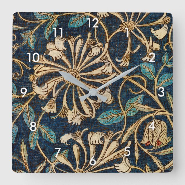 Honeysuckle, William Morris Quadratische Wanduhr (Vorderseite)