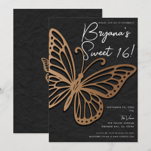Honeywind Braun Boho Schmetterling Sweet 16  Einladung