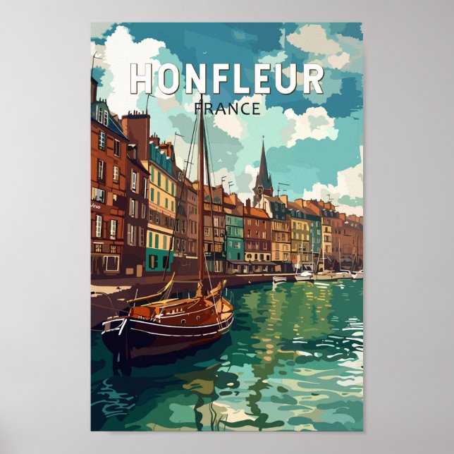 Honfleur France Travel Art Vintag Poster (Vorne)