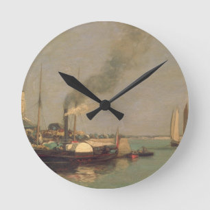 Honfleur. La Jetee, 1854-57 (oil on panel) Runde Wanduhr