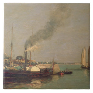 Honfleur. La Jetee, 1854-57 (Öl auf Platte) Fliese