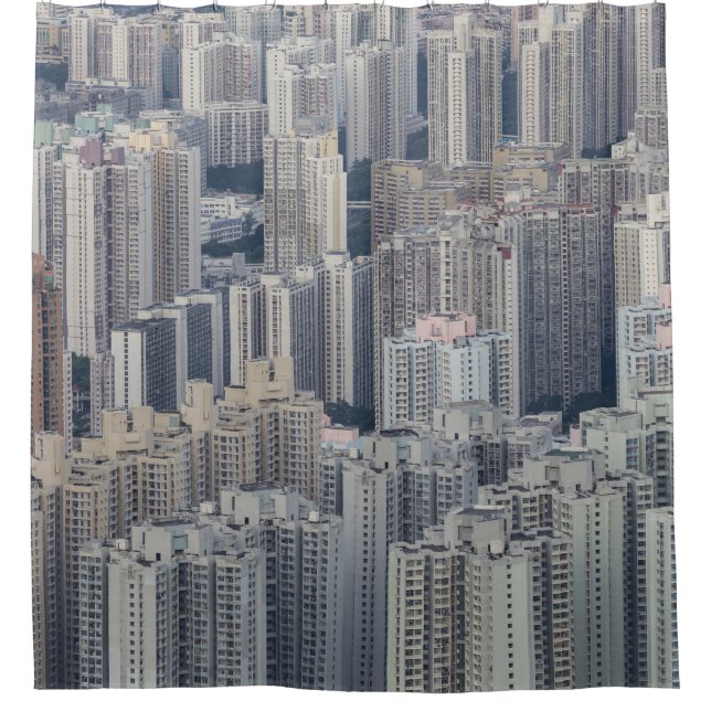 Hong Kong Apartment Gebäude Pattern Duschvorhang (Vorderseite)