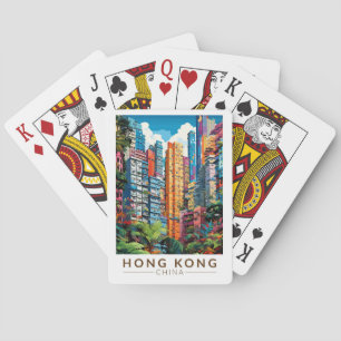 Hong Kong China Apartments Reisen Art Vintag Spielkarten